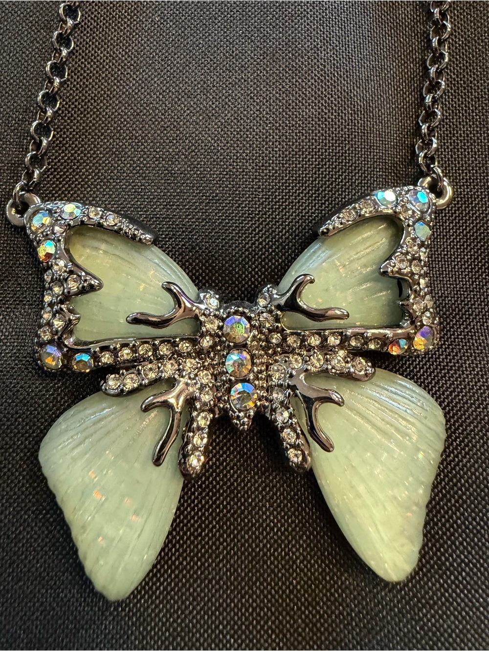 Park Lane Papillon Butterfly Necklace | Aqua Resin & Aurora Borealis Crystal